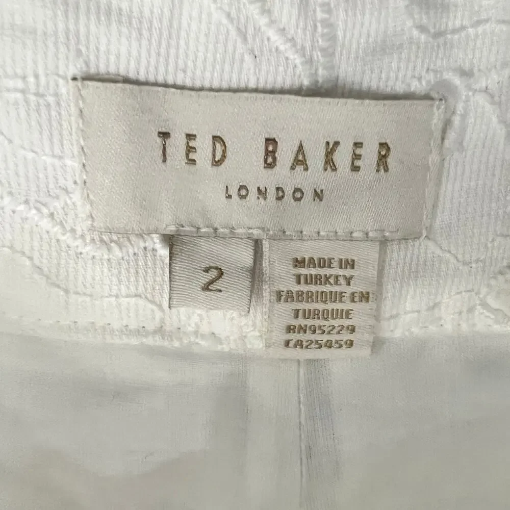 Ted Baker White Suzet Tailored Belted High Waist Eyelet Shorts Size 6 NEW no Tag - Picture 5 of 10